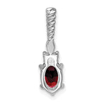 14K White Gold Polished Diamond and Garnet Twisted Chain Slide
