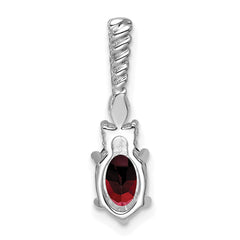 14K White Gold Polished Diamond and Garnet Twisted Chain Slide