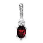 14K White Gold Polished Diamond and Garnet Twisted Chain Slide