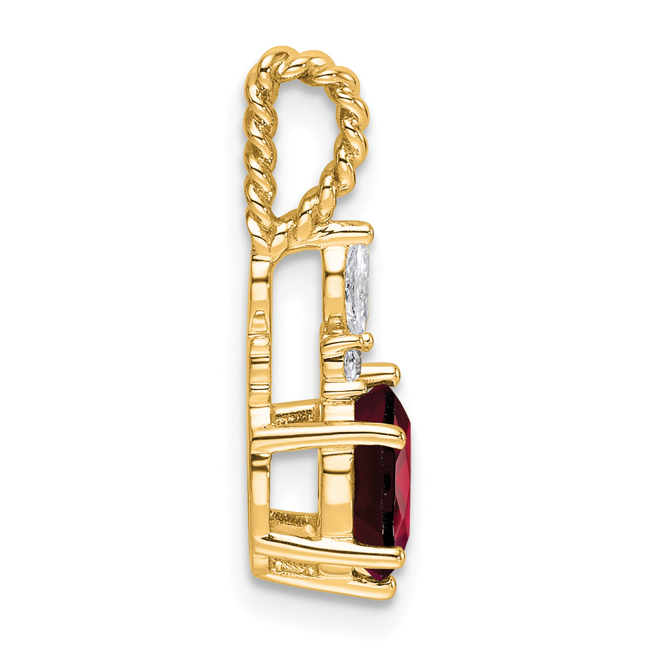 14K Polished Diamond and Garnet Twisted Chain Slide Secondary image