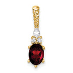 14K Polished Diamond and Garnet Twisted Chain Slide
