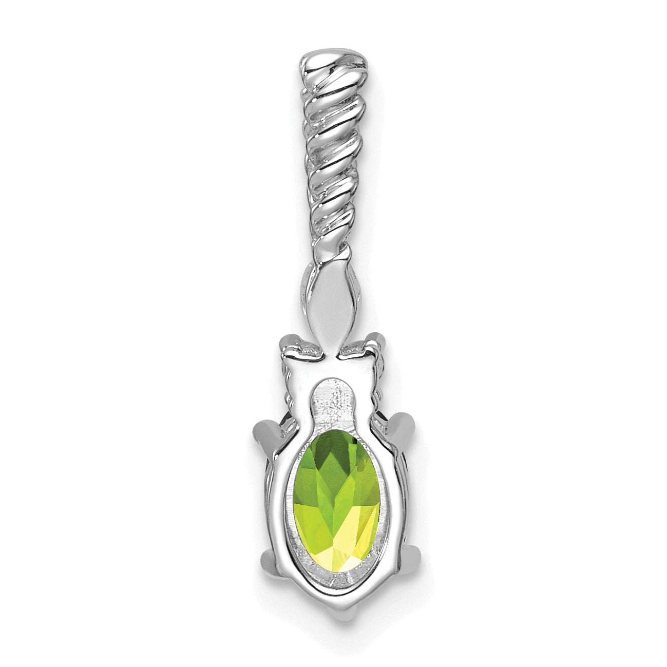 14K White Gold Polished Diamond and Peridot Twisted Chain Slide