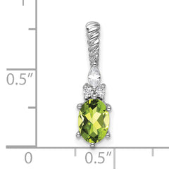 14K White Gold Polished Diamond and Peridot Twisted Chain Slide