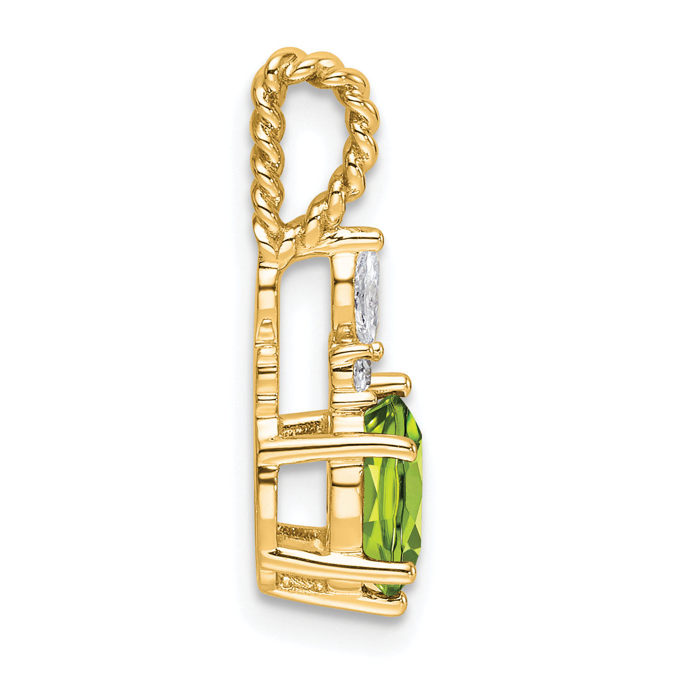 14K Polished Diamond and Peridot Twisted Chain Slide Secondary image