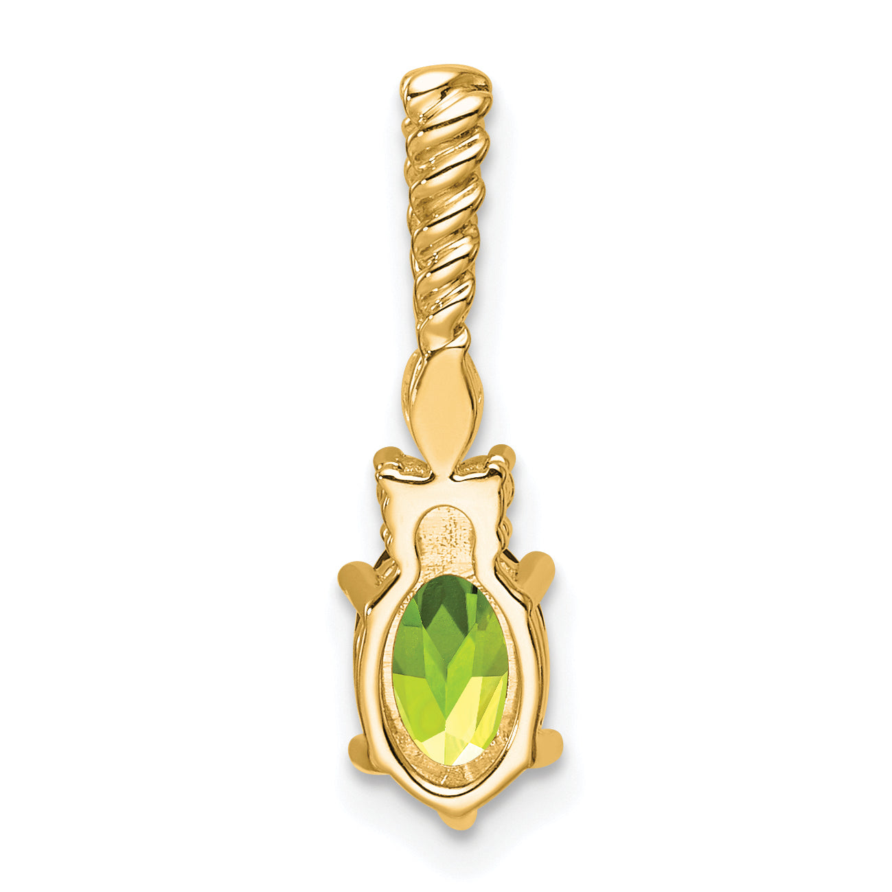 14K Polished Diamond and Peridot Twisted Chain Slide
