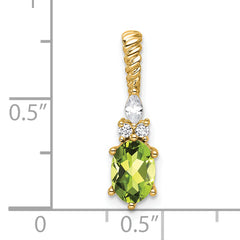 14K Polished Diamond and Peridot Twisted Chain Slide