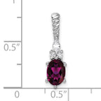14K White Gold Polished Diamond and Rhodolite Garnet Twisted Chain Slide