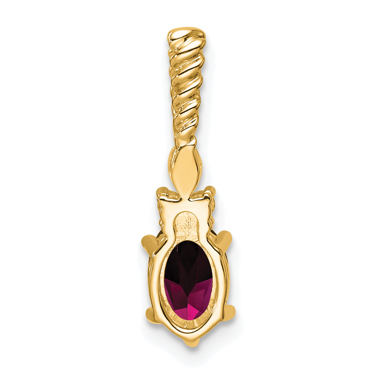 14K Polished Diamond and Rhodolite Garnet Twisted Chain Slide