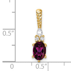 14K Polished Diamond and Rhodolite Garnet Twisted Chain Slide
