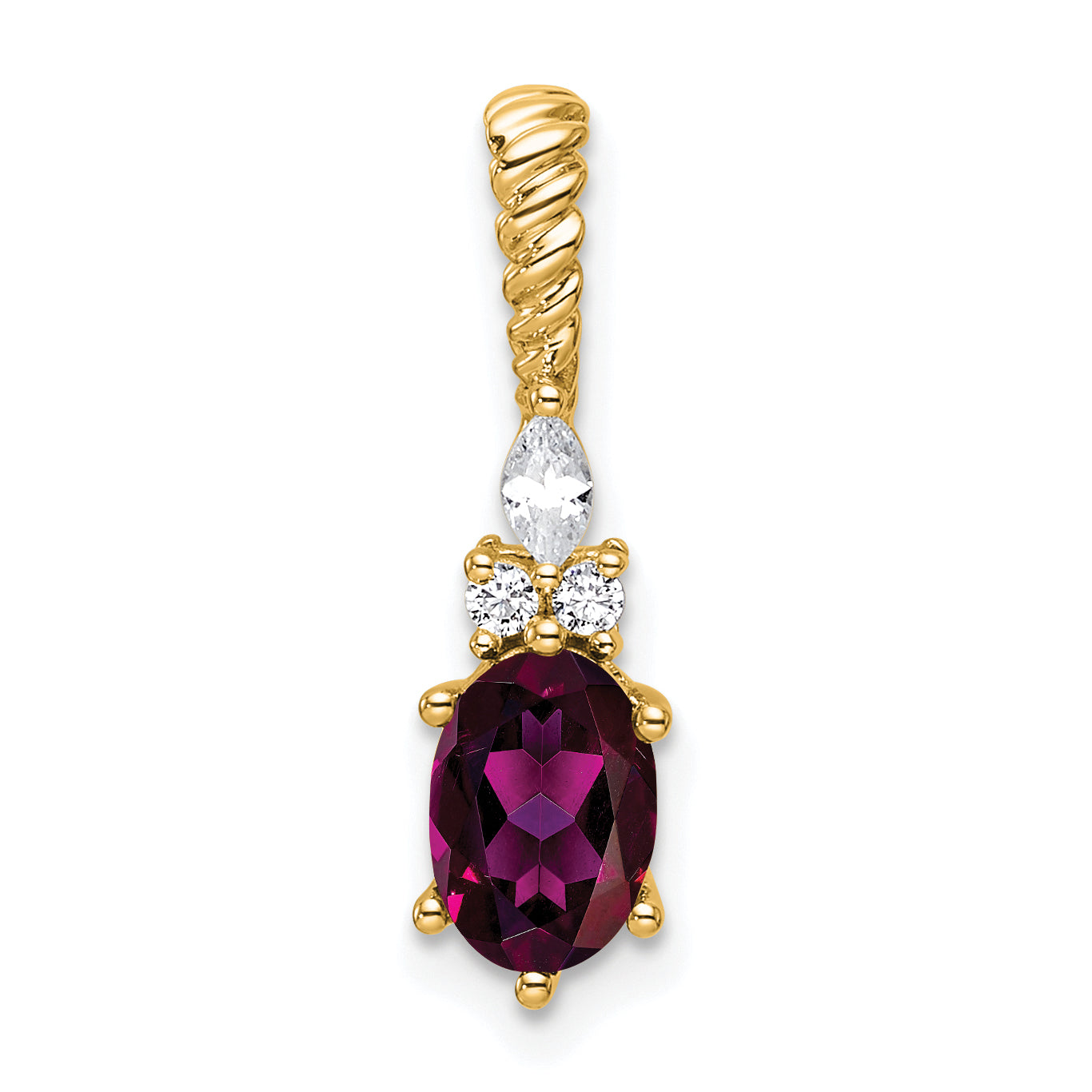 14K Polished Diamond and Rhodolite Garnet Twisted Chain Slide Main image