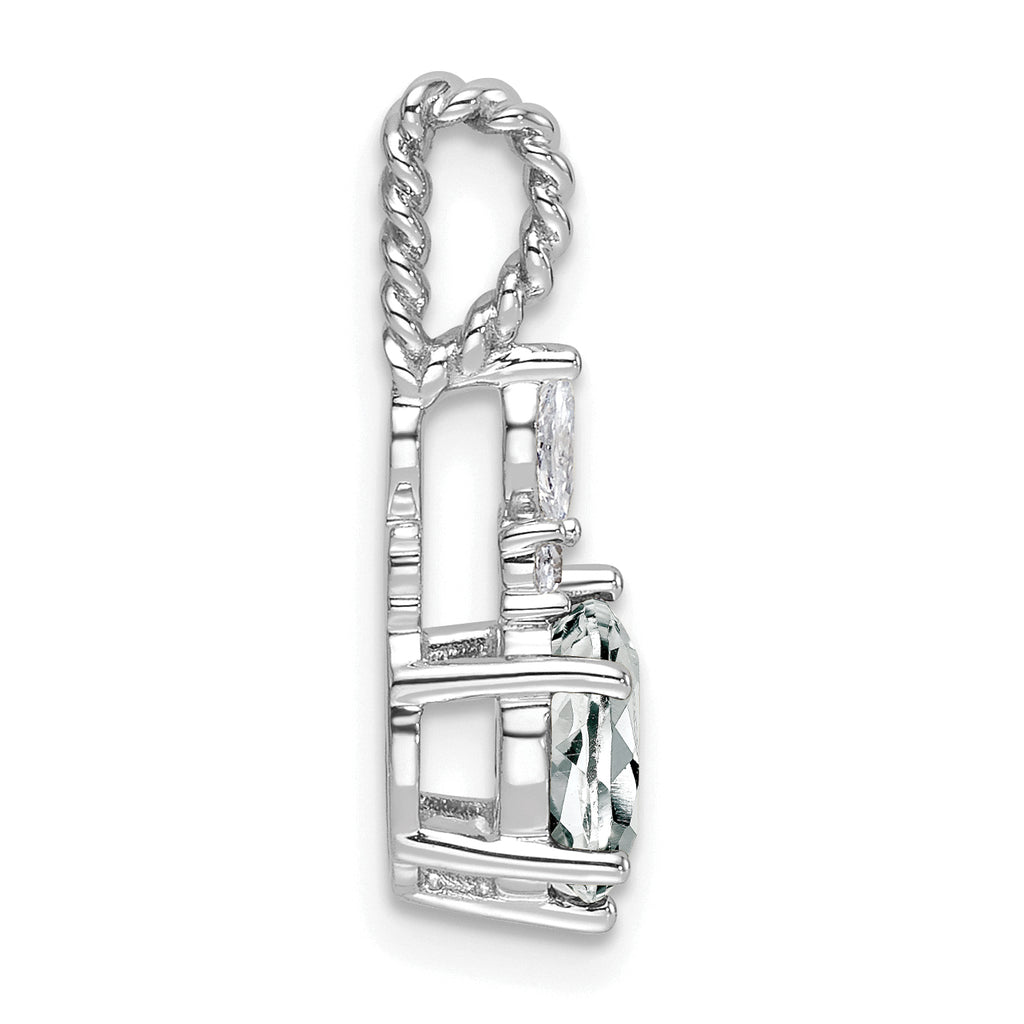 14K White Gold Polished Diamond and White Topaz Twisted Chain Slide