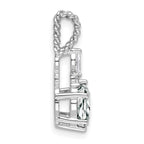 14K White Gold Polished Diamond and White Topaz Twisted Chain Slide