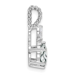 14K White Gold Polished Diamond and White Topaz Twisted Chain Slide