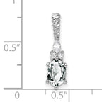 14K White Gold Polished Diamond and White Topaz Twisted Chain Slide
