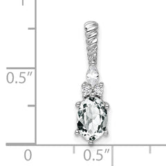14K White Gold Polished Diamond and White Topaz Twisted Chain Slide