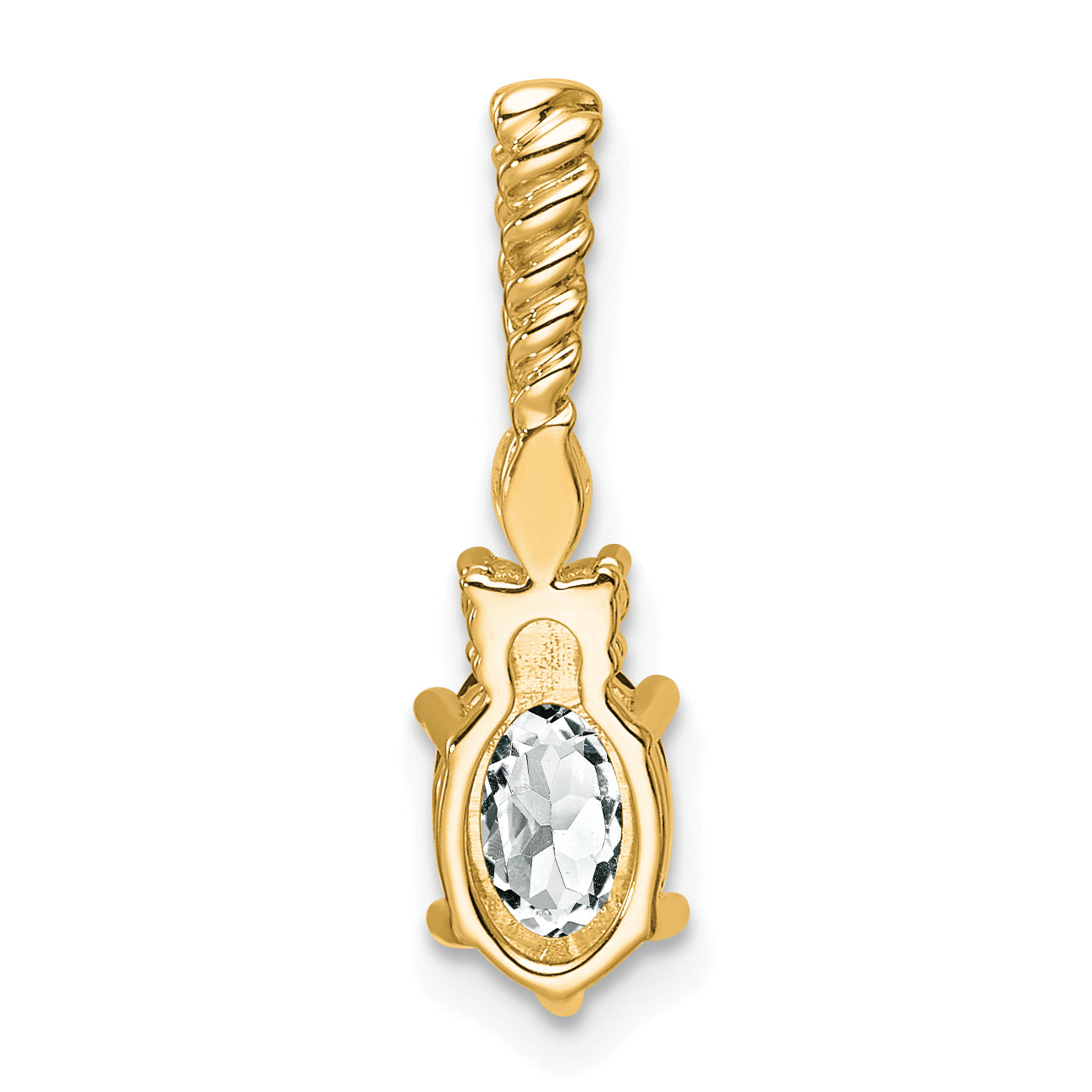 14K Polished Diamond and White Topaz Twisted Chain Slide