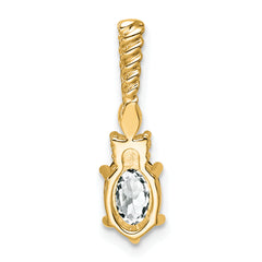 14K Polished Diamond and White Topaz Twisted Chain Slide