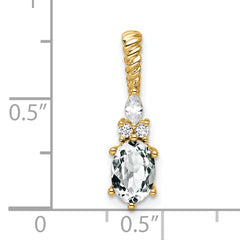 14K Polished Diamond and White Topaz Twisted Chain Slide