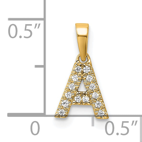10K Diamond Letter A Initial with Bail Pendant