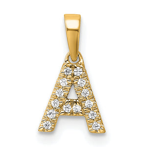 Letter a Initial Pendant in 10K Yellow Gold with Bail (1/20 ct. tw.) - Sophia Jewelers