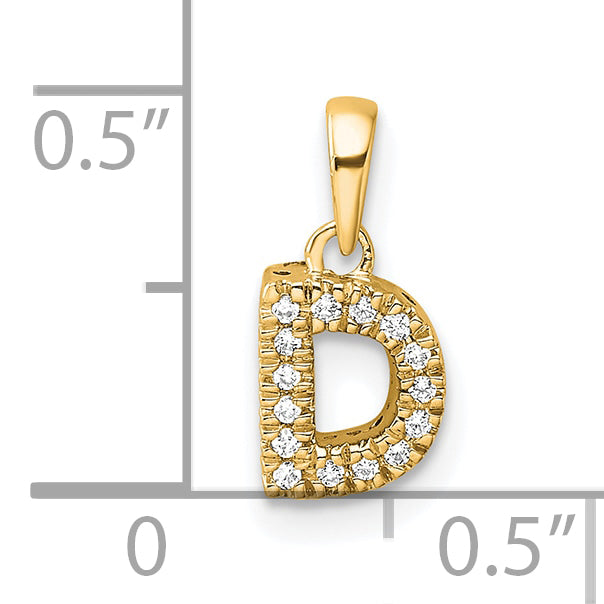 10K Diamond Letter D Initial with Bail Pendant