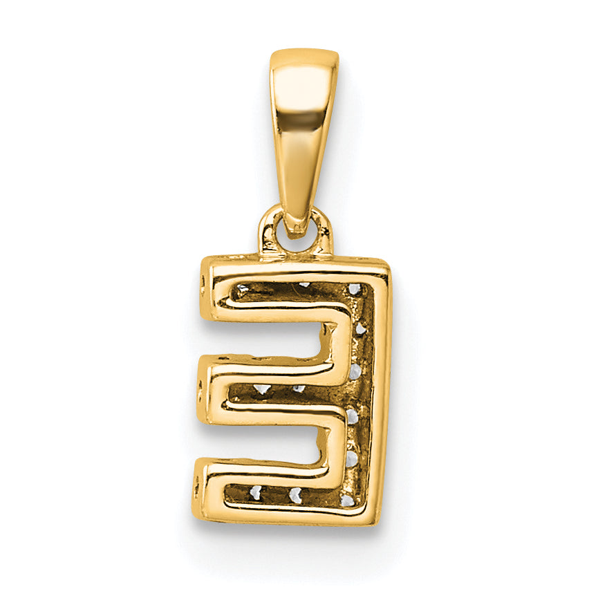 10K Diamond Letter E Initial with Bail Pendant