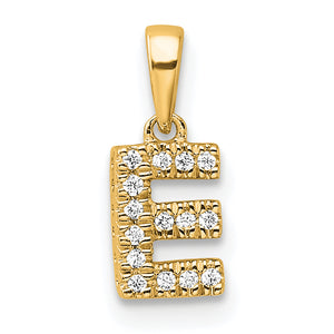 Diamond E Initial Bail Pendant in 10K Yellow Gold (1/20 ct. tw.) - Sophia Jewelers