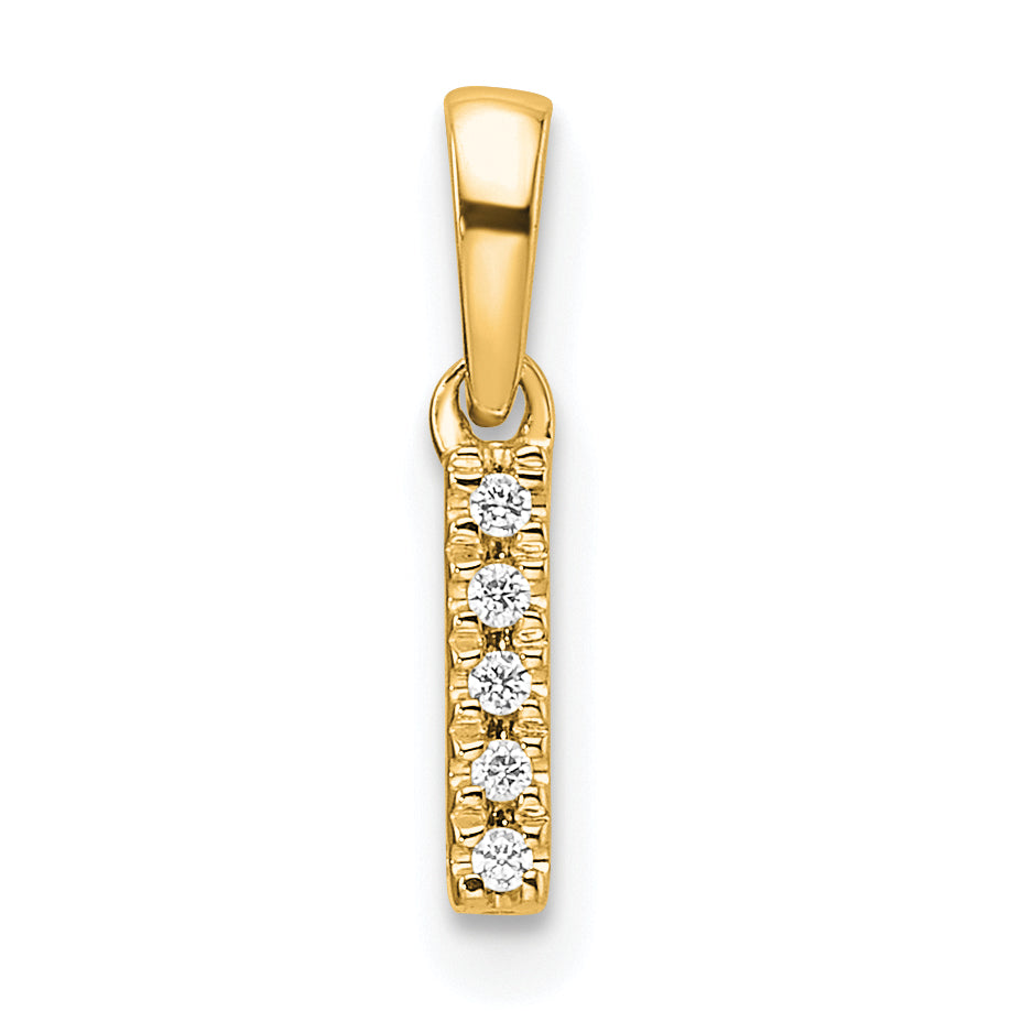 10K Diamond Letter I Initial with Bail Pendant