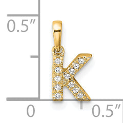 10K Diamond Letter K  Initial with Bail Pendant