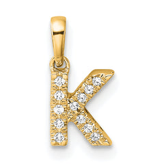 10K Diamond Letter K  Initial with Bail Pendant