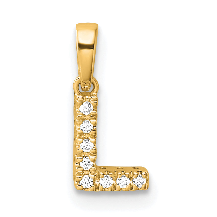 10K Diamond Letter L Initial with Bail Pendant