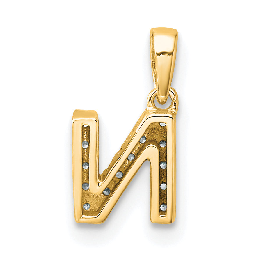 10K Diamond Letter N Initial with Bail Pendant