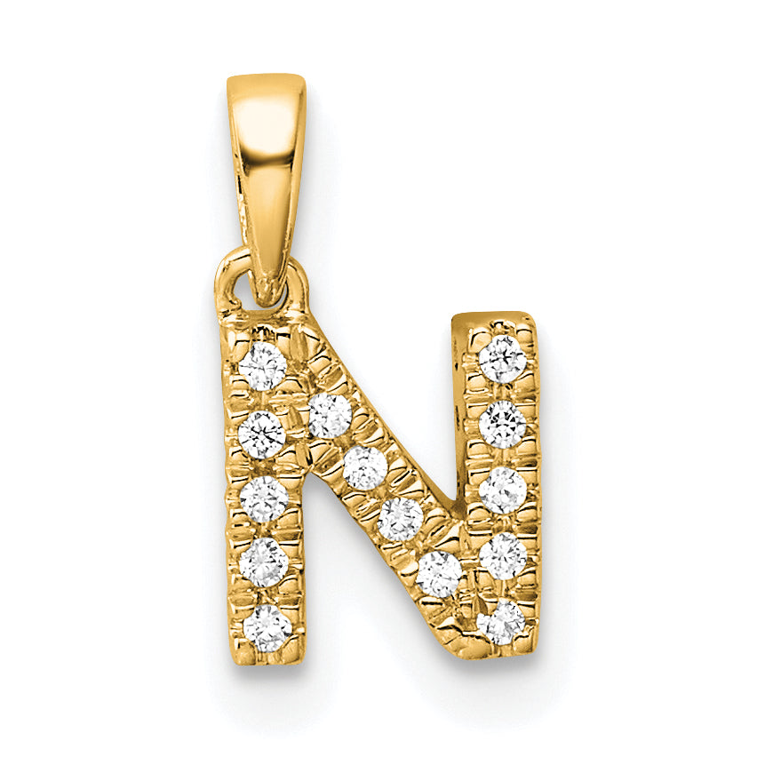 10K Diamond Letter N Initial with Bail Pendant