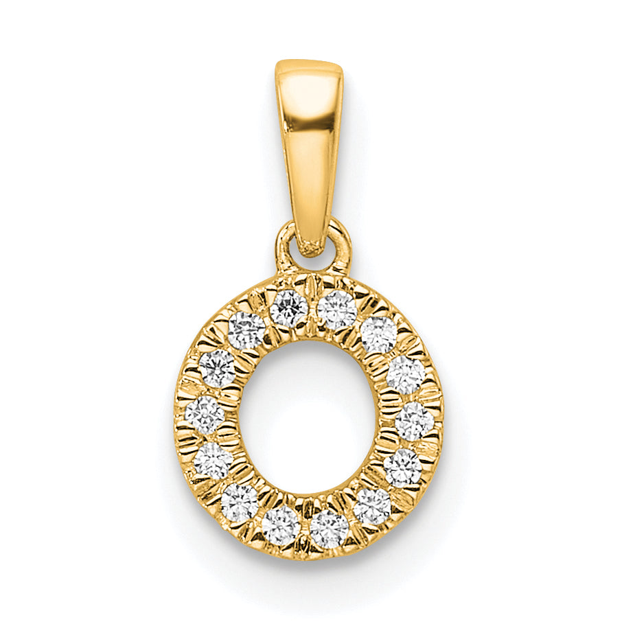 10K Diamond Letter O Initial with Bail Pendant