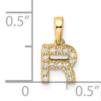 10K Diamond Letter R Initial with Bail Pendant