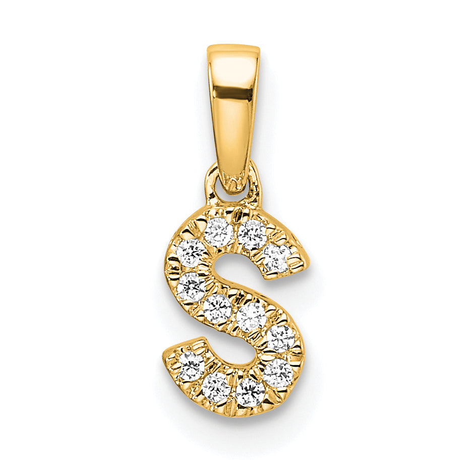 10K Diamond Letter S Initial with Bail Pendant