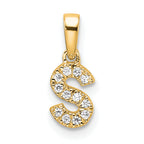 10K Diamond Letter S Initial with Bail Pendant