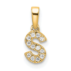 10K Diamond Letter S Initial with Bail Pendant