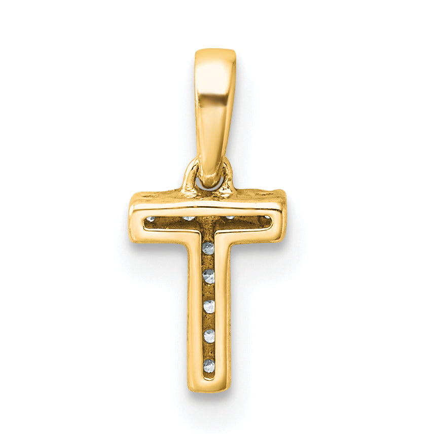 10K Diamond Letter T Initial with Bail Pendant
