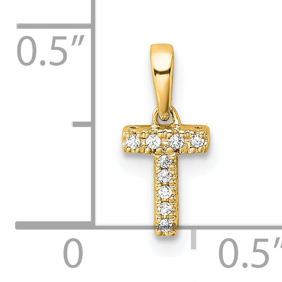 10K Diamond Letter T Initial with Bail Pendant