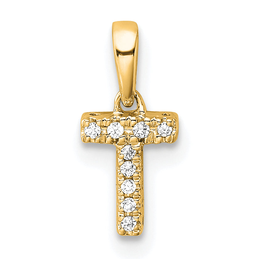 10K Diamond Letter T Initial with Bail Pendant