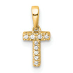 10K Diamond Letter T Initial with Bail Pendant