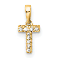10K Diamond Letter T Initial with Bail Pendant