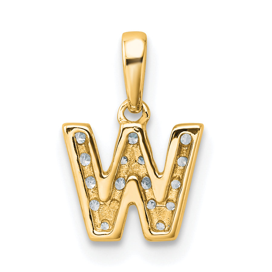 10K Diamond Letter W Initial with Bail Pendant