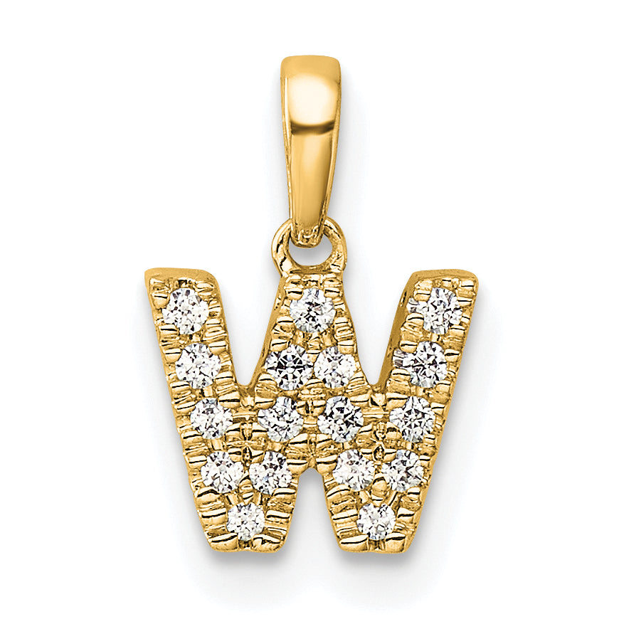 10K Diamond Letter W Initial with Bail Pendant