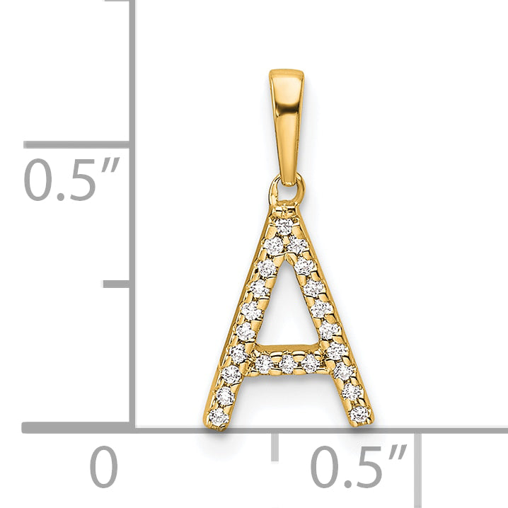 10K Diamond Letter A Initial Pendant