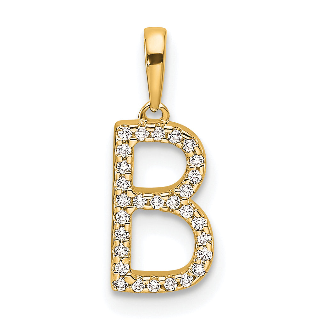 10K Diamond Letter B Initial Pendant