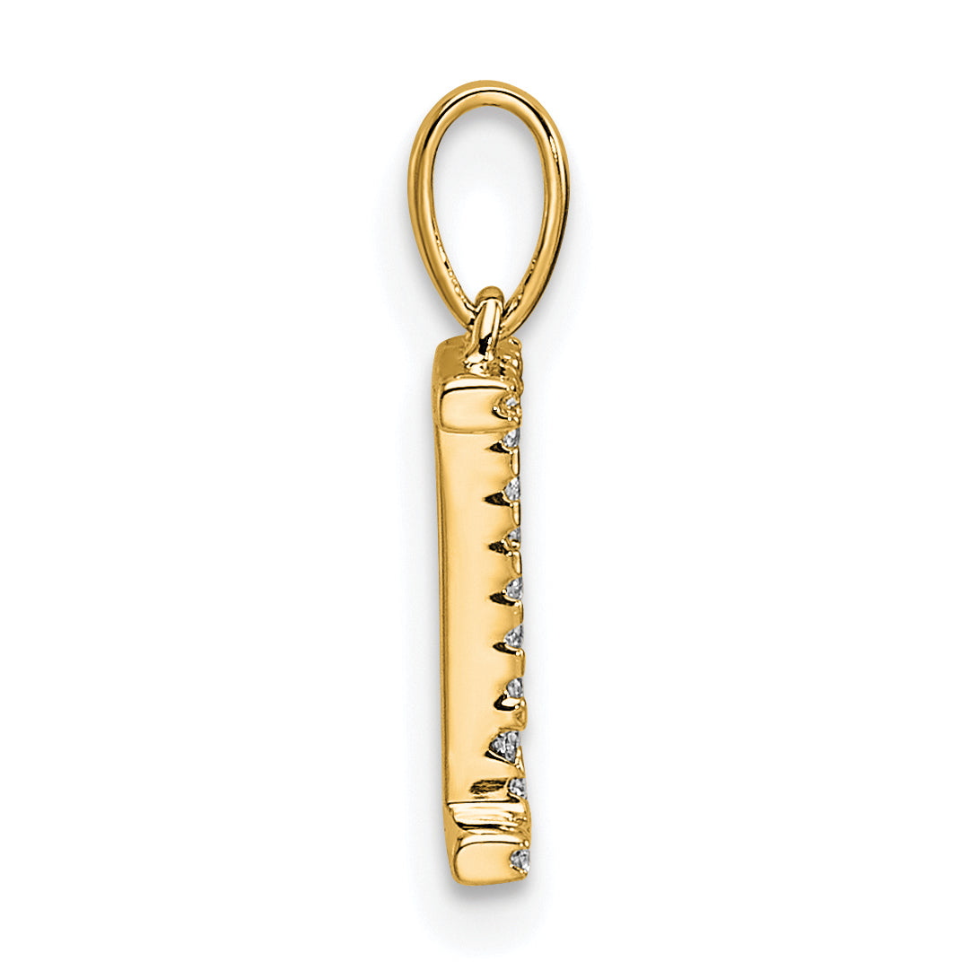 10K Diamond Letter I Initial Pendant