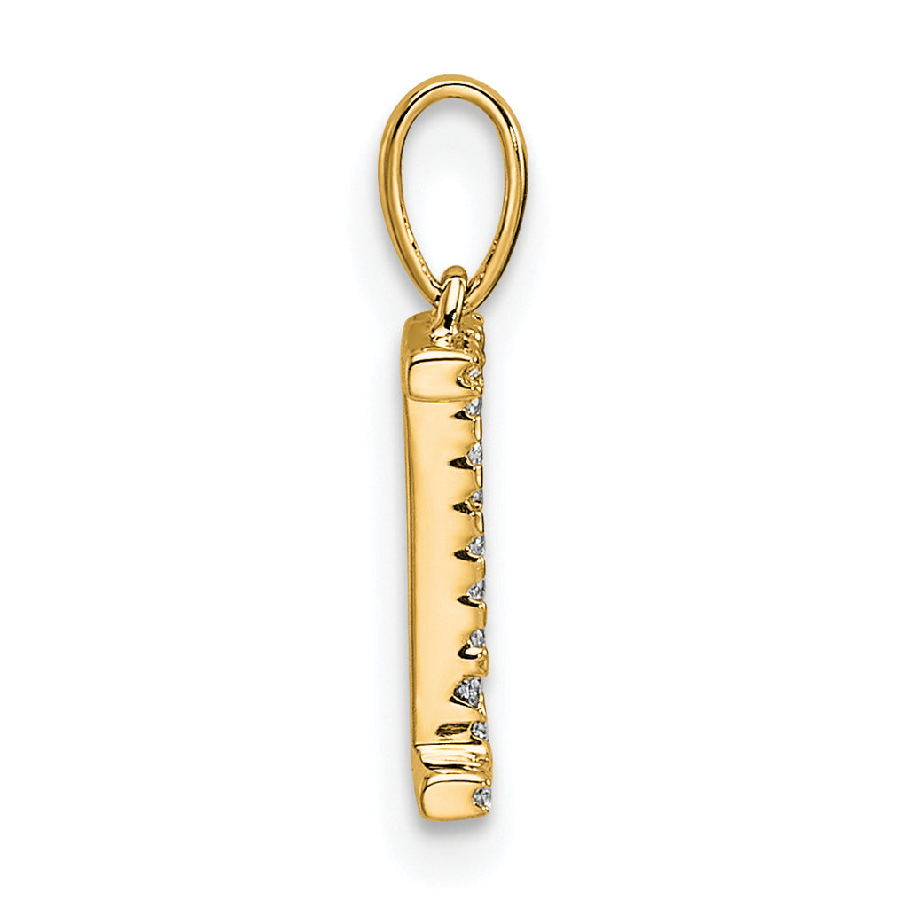 10K Diamond Letter I Initial Pendant