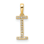 10K Diamond Letter I Initial Pendant